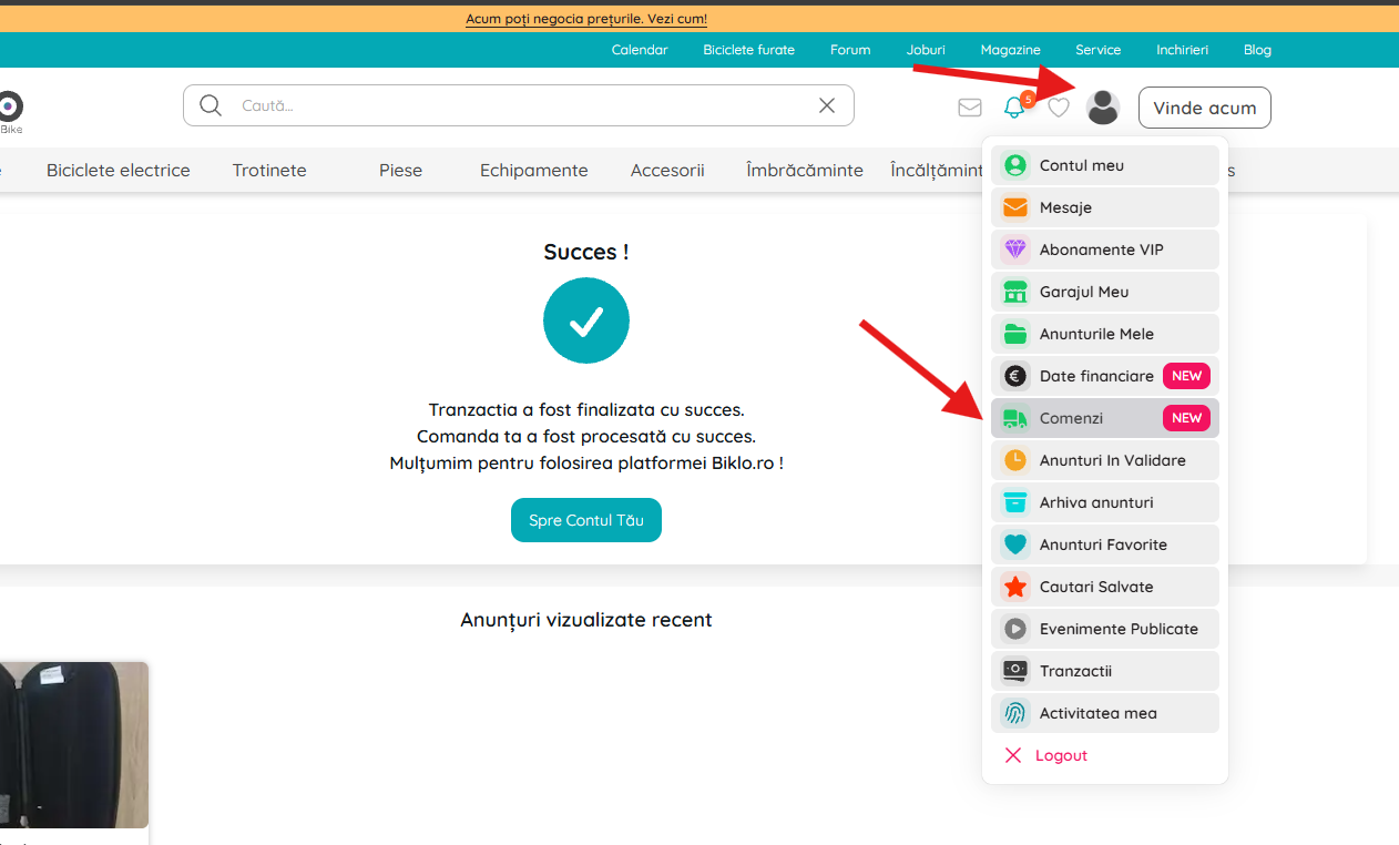 Mina beställningar i ditt Biklo-konto